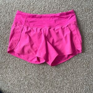 Lululemon pink speed up shorts 4 inch size 4